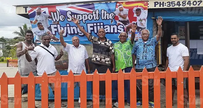 Fiji Airways Flying Fijians fans at the Tiko Kece taxi base in Nabua, Suva, show their support for the Flying Fijians, who will take on the Australian Wallabies today at the Rugby World Cup in Sapporo, Japan. More photos >Pages 2 and 3. Photo: Simione Haravanua