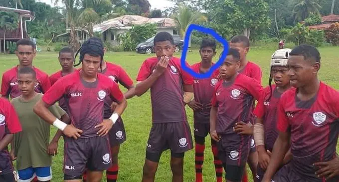 Seaqaqa Central College Under-15 rugby team with Sohid Pratap (circled) at the school ground. Photo: Supplied
