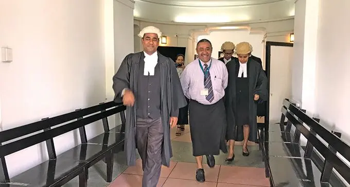 SODELPA Member of Parliament Ratu Suliano Matanitobua with his lawyer Filimoni Vosarogo outside the High Court in Suva on May 17, 2022. Photo: Ashna Kumar