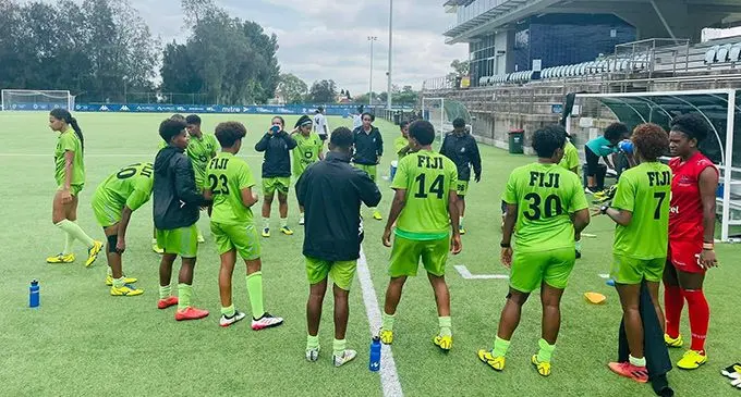 Digicel Fijian Women's football team during their training session at the Valentine Sports Complex in Sydney, Australia, on March 31, 2022. They play the Philippines on Thursday. Photo: Fiji FA Media 