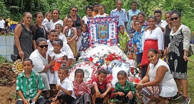 The family members of the late Malcolm Makasiale at Lovonilase Cemetery in Suva on February 9, 2019. Photo: Wati Talebula