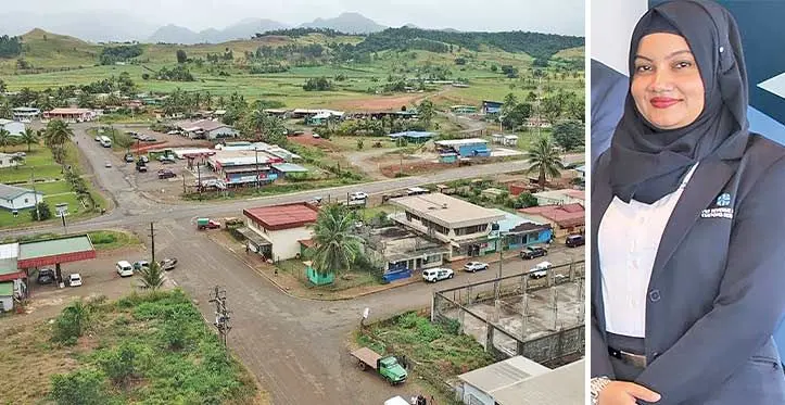 An aerial view of Seaqaqa outside Labasa Town and the Director Taxation at Fiji Revenue and Customs Service, Momina Beg.