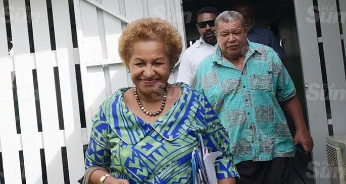 Emele Duitituraga followed by Watisoni Nata outside Court on May 25, 2020. Photo: Ronald Kumar.