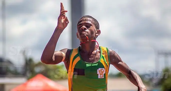 Evueli Taia on his way to win the open boy’s 3000m of the Tailevu Zone at the ANZ Stadium, Suva, on March 19, 2021. Photo: Leon Lord