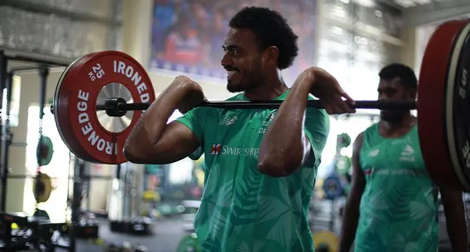 Swire Shipping Fijian Drua centre Iosefo Masi training at their home base in Legalega, Nadi on February 28, 2023. Photo: Fijian Drua Media