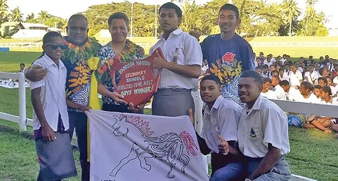 Students of Sigatoka Methodist College who were the winners in the girls division during the 2022 Nadroga/Navosa Athletics Zone Meet at Lawaqa Park in Sigatoka on June 23, 20222. Photo: Ifereimi Naruma