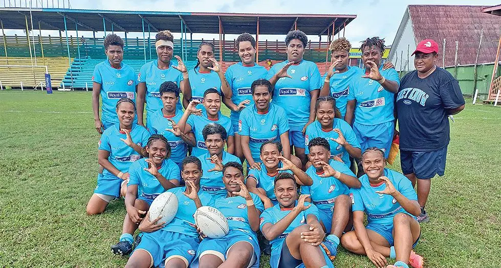 Cakaudrove women’s rugby team at Subrail Park, Labasa. They face Kadavu today in the promotion relegation decider.  Photo: Shratika Naidu 
