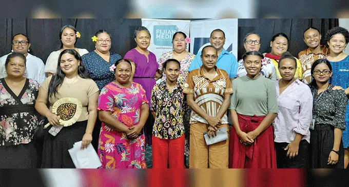 Women journalists from across the Pacific and the Fijian Media Association executives at the Fiji Times Boardroom in Suva on June 16, 2025. Photo: Kaneta Naimatau