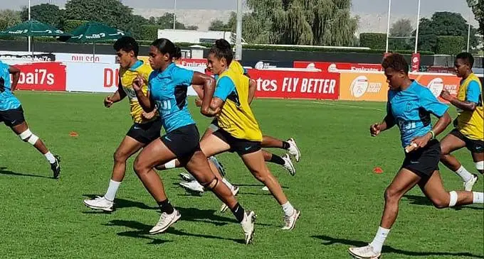 The Fijiana 7s team training at The Sevens Stadium in Dubai on November 29, 2022. Photos: Saiasi Fuli