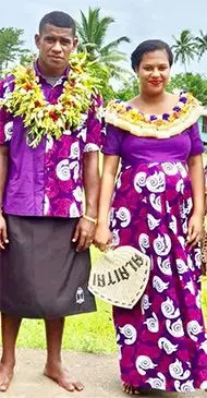 Fiji Airways Fijian 7s prop Apenisa Cakaubalavu with wife Ana.
