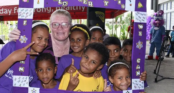 Children and supporters during World Cancer Day at Albert Park pavilion on February 24, 2018. Photo: Ronald Kumar