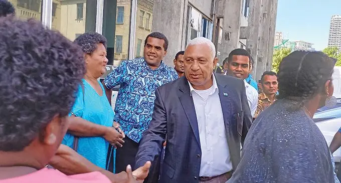 Former Prime Minister Voreqe Bainimarama after he was granted bail by the Court on March 10, 2023. Photo: Ronald Kumar