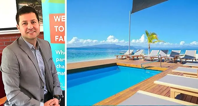 Tolga Yilaz, the director of programmes and compliance at Australian-based education, training and recruitment agency, Ausphin, says Fiji offers the X-factor. Photo: Frederica Elbourne. Serenity Island Resort, in the Mamanucas.