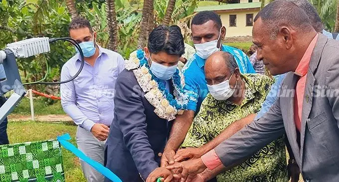 Acting Prime Minister and Attorney-General, Aiyaz Sayed-Khaiyum, commissioned the Wifi enabled internet connection at Vunisalusalu Central School on February 2, 2022. Photo: Sampras Anand