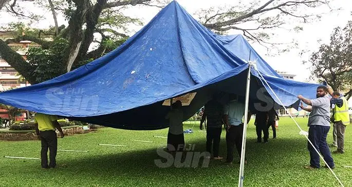 Preparation for the Open Market Day which will be held at Ratu Sukuna Park today.  Photo: Frederica Elbourne
