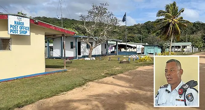 The Post Office and Police Station at Naroi, Moala. INSET: Moala Police Station Officer Biutoka Vuli. Photos: Asenaca Ratu