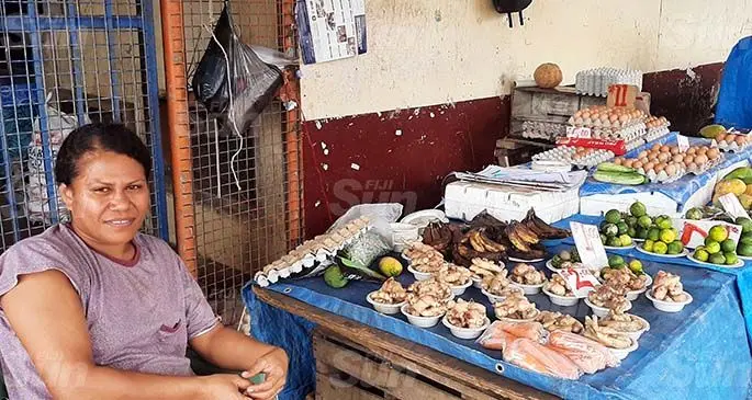 Iowana Eva at her stall at the Lautoka market on February 14, 2021. Photo: Salote Qalubau