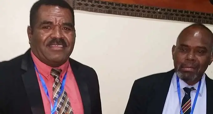 Tevita Vakatale (left) with Jale Temo of Nakodu Village, Koro.