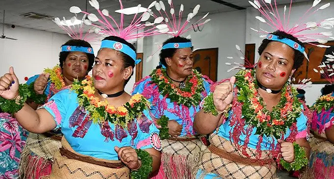 Joneti Takayawa and Salote Leba of Komo women’s group during the Lau Provincial Council (bose ni yasana o Lau) annual conference opening on June 25, 2024. Photo: Ronald Kumar