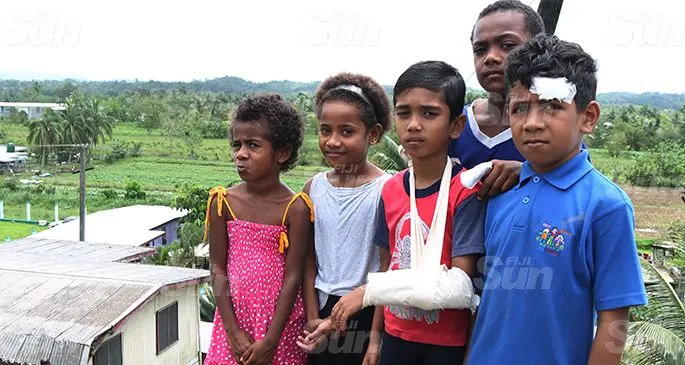 Survivors of the school bus accident at Lakena, Nausori, (from left) Esther Tuimata, Usenia Kini, Swaif Chiraag, Finau Bulivou and Cajetan Vuniwau. Photo: Kelera Sovasiga