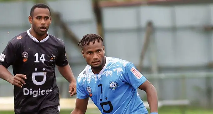 Tailevu-Naitasiri midfielder Carlos Liomasia controls possession during their Digicel Fiji Premier League match against Ba at Ratu Cakobau Park, Nausori on May 16, 2023. Photo: Fiji FA Media