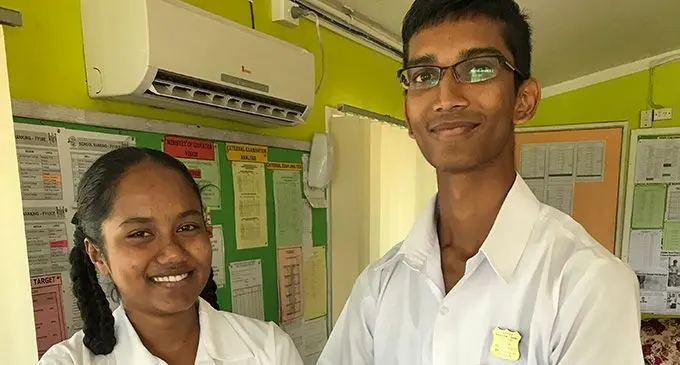 Labasa Sangam College head girl Atiqa Nazakat and head boy Kritivaan Gounder.