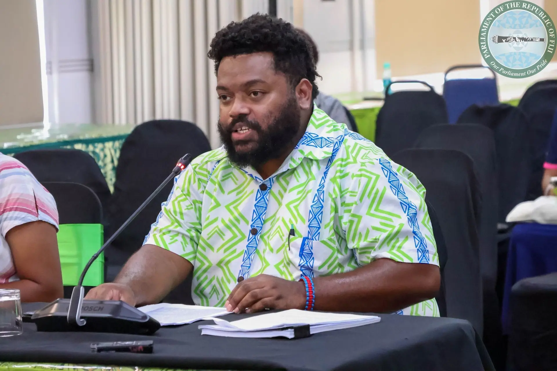 FCOSS programme manager Josaia Tokoni in Parliament on January 22, 2026