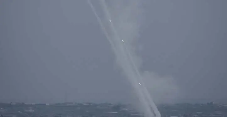 Rockets are fired towards Israel from the Gaza Strip, Oct. 9, 2023. Major airlines have suspended flights in and out of Israel after the nation declared war following a massive attack by Hamas. Source: MIDDLE EAST/ https://www.voanews.com/