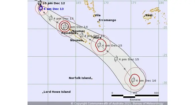 Track Map of Tropical Cyclone Ruby issued at 6am today by the Bureau of Meteorology's Tropical Cyclone Warning Centre in Brisbane.