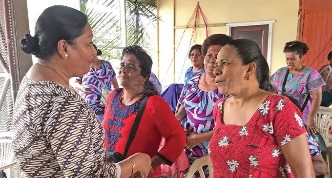 Minister for Local Government Premila Kumar (left) having a conversation with the market vendors in Savusavu on October 27, 2022. Photo: Shratika Naidu