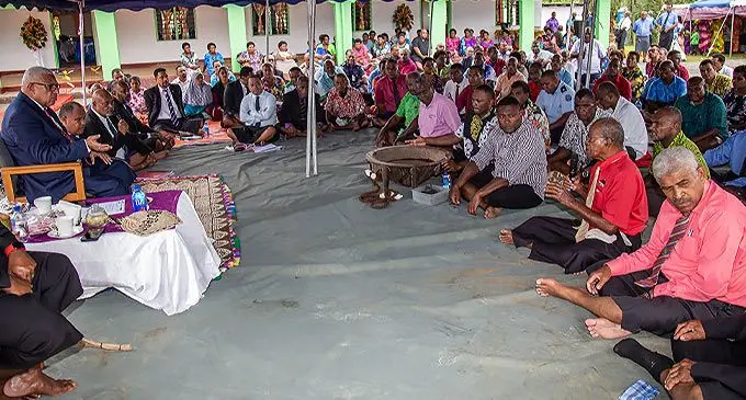 Villagers of Serua share their grievances during the Serua Provincial meeting talanoa session with Prime Minister Voreqe Bainimarama at Vunaniu Village in Serua on April 8, 2022. Photo: Leon Lord