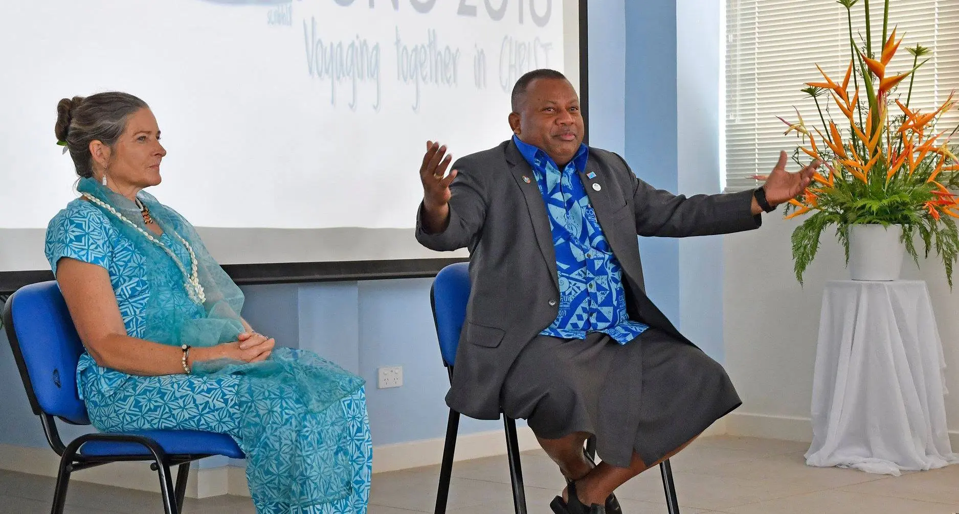 Minister for Agriculture, Rural and Maritime Development and NDMO Hon. Inia Seruiratu responds to questions from the floor at the Oceania Anglican FONO (Talanoa Session) - 2018. Photo: DEPTFO