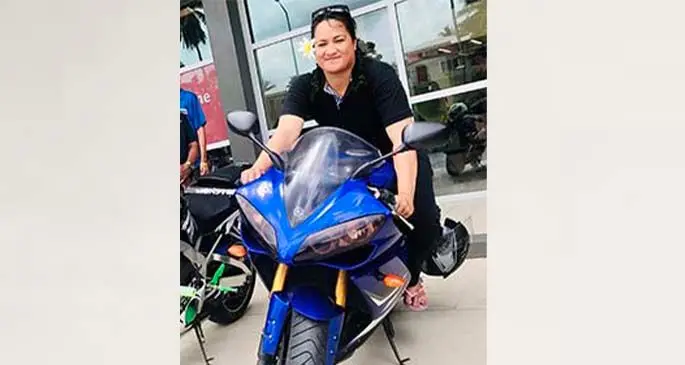 Rosarina Fonmanu on the new Yamaha Xtreme motorcycle. Photo: Frederica Elbourne