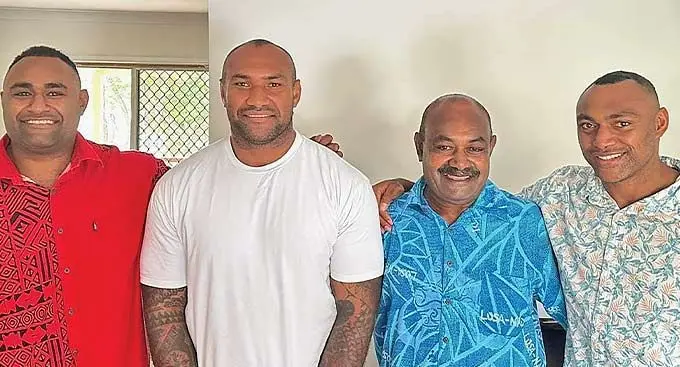 From left: Former Wallabies player Tevita Kuridrani, Nemani Nadolo, former Member of Parliament Inosi Kuridrani and Kirisi Kuridrani in Australia on December 25, 2022. Photo: Nemani Nadolo