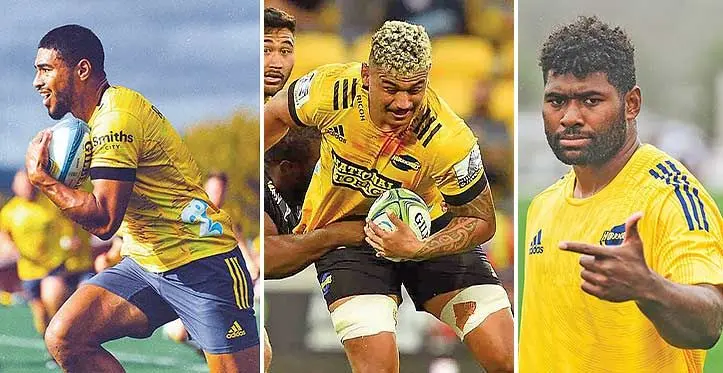 The Fijia trio playing for Hurricanes (from top left) Salesi Rayasi, Isaia-Walker Leawere and Kini Naholo.