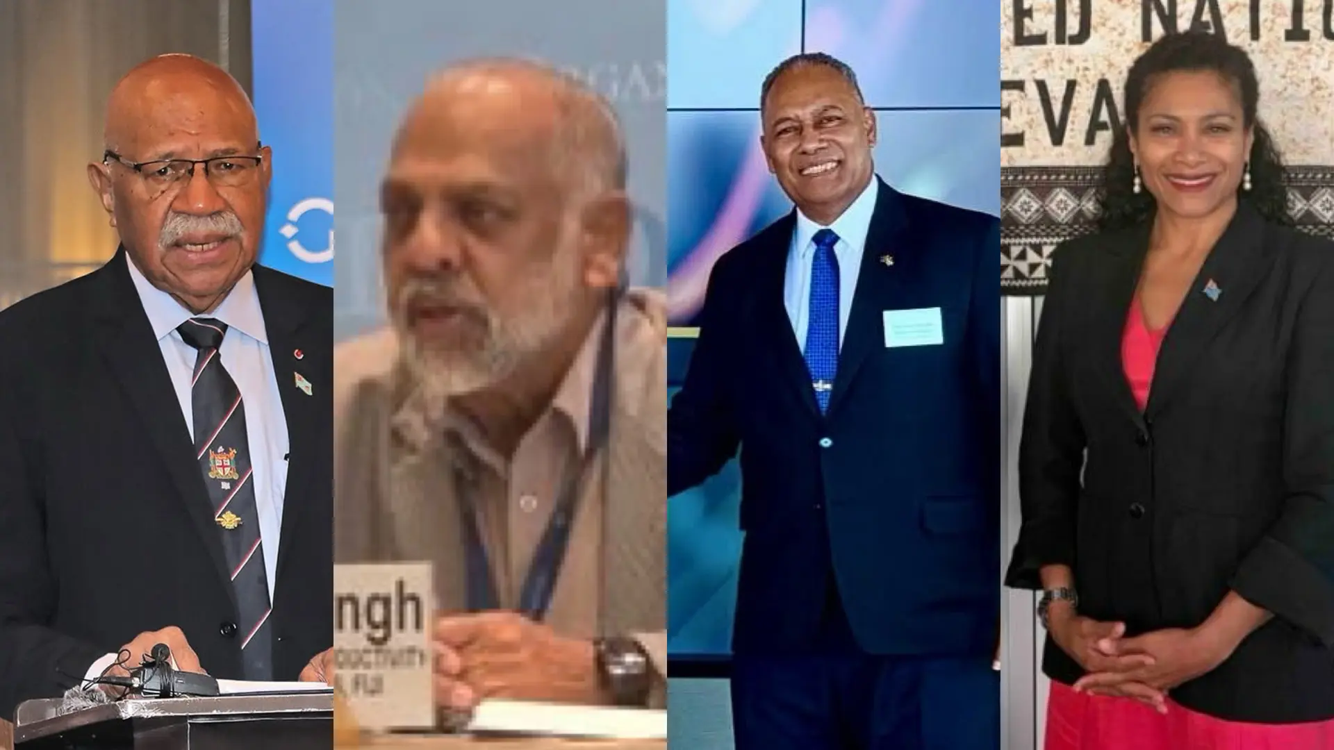 Prime Minister Sitiveni Rabuka, Minister for Employment Agni Deo Singh, Minister for Foreign Affairs Sakiasi Ditoka and Minister for Environment and Climate Change.