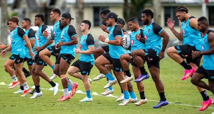 Members of the Vodafone Fiji Bati squad during their first training session at Albert Park, Suva on October 14, 2024. Photo: Leon Lord