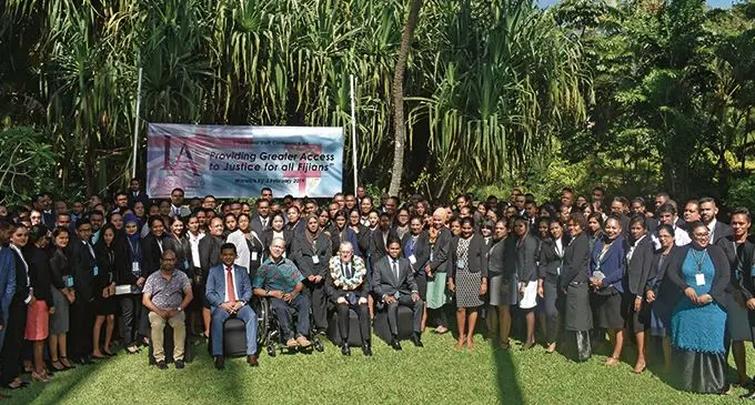 The 1st National Staff Conference participants from the Legal Aid Commission with stakeholders on February 2, 2019, at the Warwick Fiji on the Coral Coast. Photo: Rohit Kumar