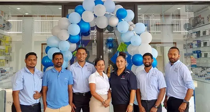 From left: TONEX staff members, Nelson Brown , director Ronald Nath, operations manager Rajneshwar, Tupou Camaira, Lora Whippy, Shaneel Naidu and Maciu Tavo at the new outlet in Sports City complex, Suva.  Photo: Sosiveta Korobiau