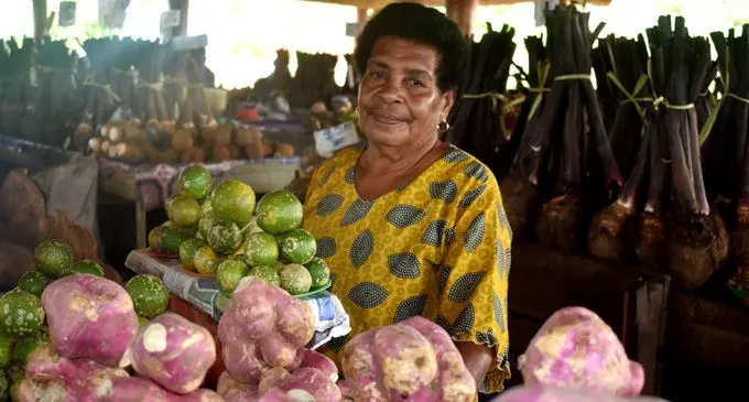 Waicoka Village native Mere Driu sells her produce from the Nadi Market. Photos: Arieta Vakasukawaqa
