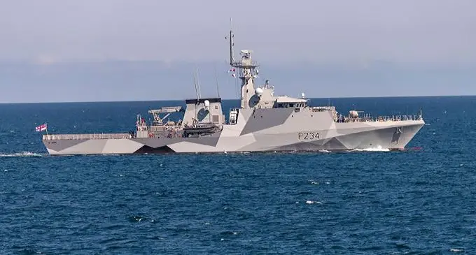 HMS Spey - it is the greenest Royal Navy ship thanks to its urea filter which reduces nitrogen oxide missions from the diesel generators by about 90%.