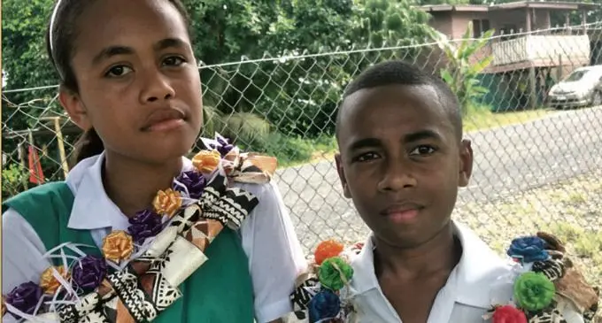 Kasavu Primary School headgirl Avikali Vananalagi with headboy Jonasa Rokotuisawa on February 9, 2018.  Photo: Sheldon Chanel
