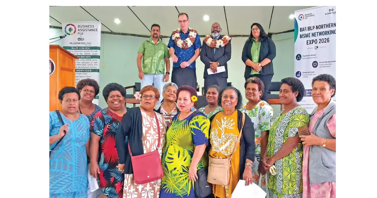 New Zealand High Commissioner Greg Andrews (left from right) with Assistant Minister for Commerce and Business Development Sachida Nand (third from left) at the Labasa Civic Centre Hall on July 3, 2026. 