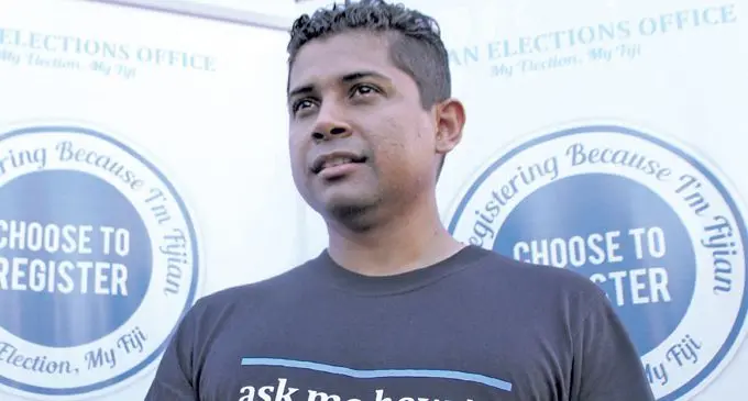 Fijian Election Office Supervisor, Mohammed Saneem during their roadshow in Suva on June 10, 2017. Photo: Ronald Kumar.