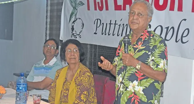 Fiji Labour Party leader, Mahendra Chaudhary with party president, Lavinia Padarath and Nadi Branch party president, Ram Rajend during the opening of the party's Nadi branch office in West Field Estate , Legalega in Nadi on 10 February 2018. Photo: Arieta Vakasukawaqa