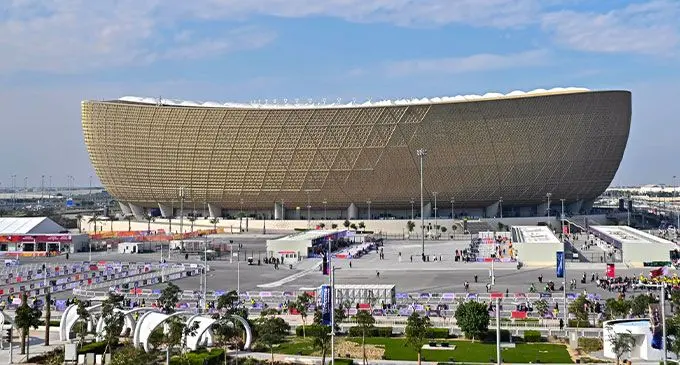 The Lusail Stadium in Doha staged the 2022 football World Cup. Qatar will also host the 2028 rugby Nations Championship. Photo: Noushad Thekkayil/EPA