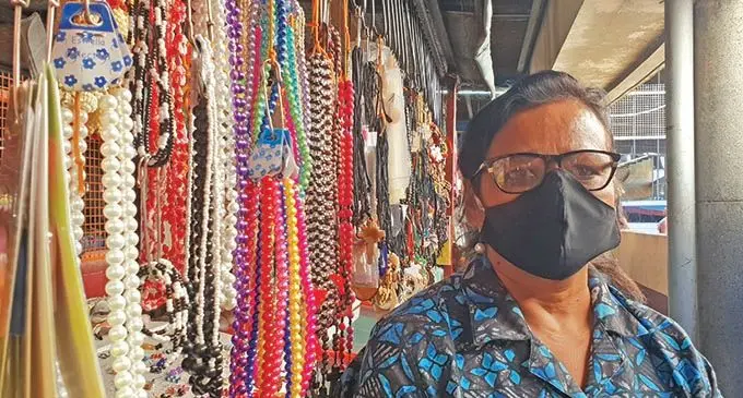 Sarvina Devi at her stall outside the Lautoka Municipal Market on June 10, 2021.  Photo: Nicolette Chambers