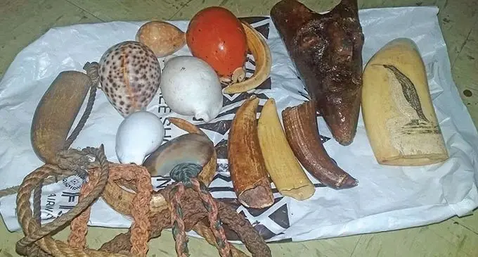 Items that were burnt at the village in the presence of representatives of all the Christian denominations in the district of Vitogo.