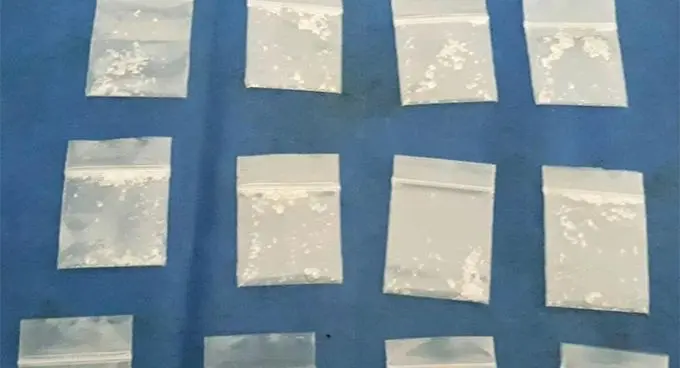 Similar packaging of white powder were found during a raid in Narere yesterday. These were found in Naqere, Savusavu. Photo: Fiji Police Media Cell
