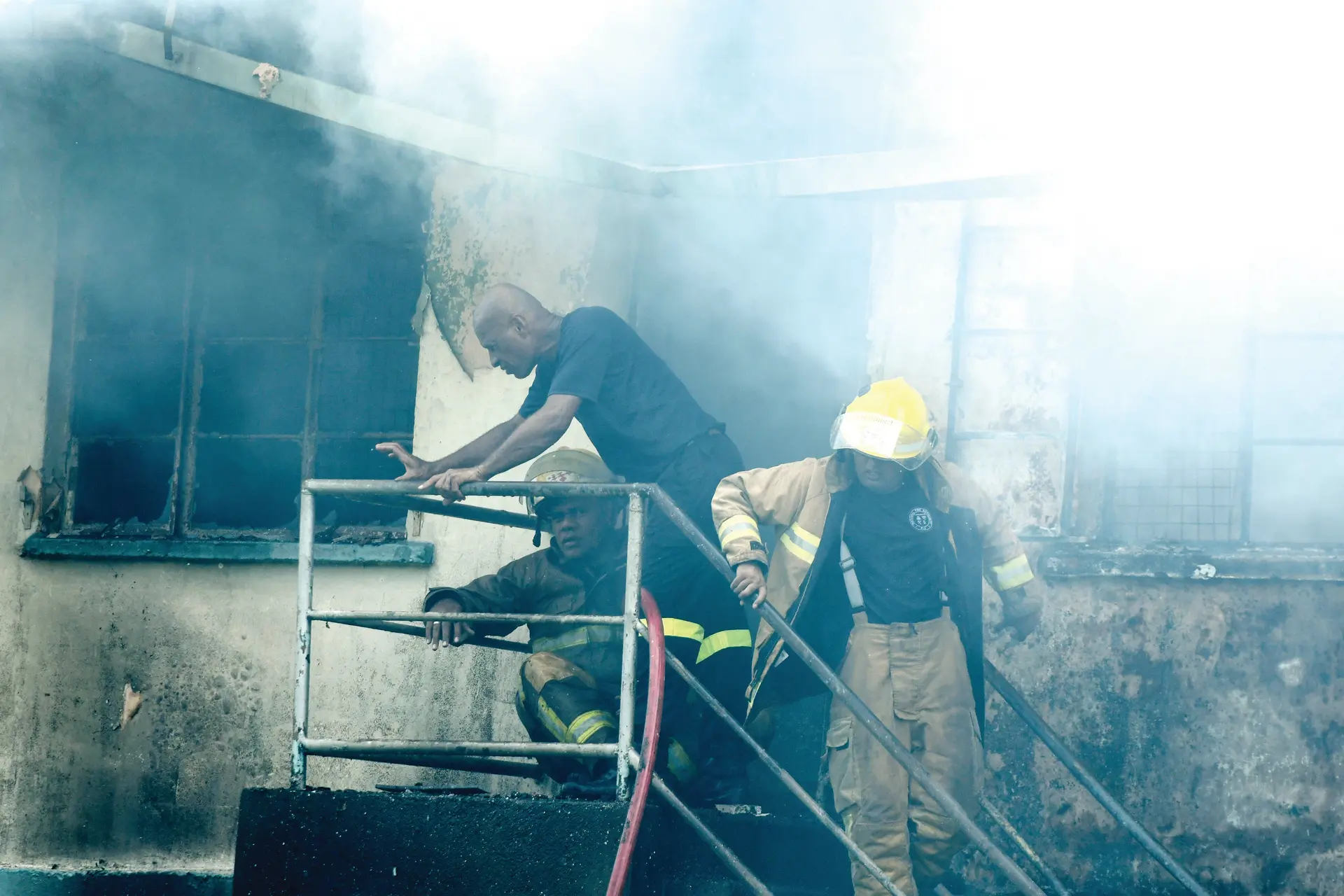 Firefighters respond to a blaze at Vincent House on Brown Street in Suva on April 27, 2026.